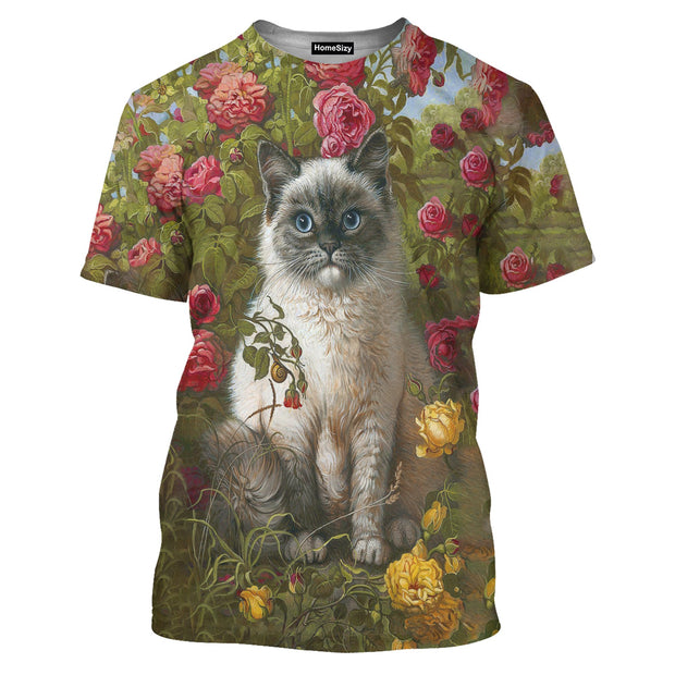 Cats And Flowers Funny Picture - 3D Tshirt