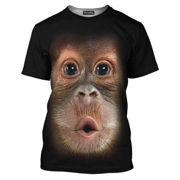 Funny Giant Monkey Kissing Face - 3D Tshirt