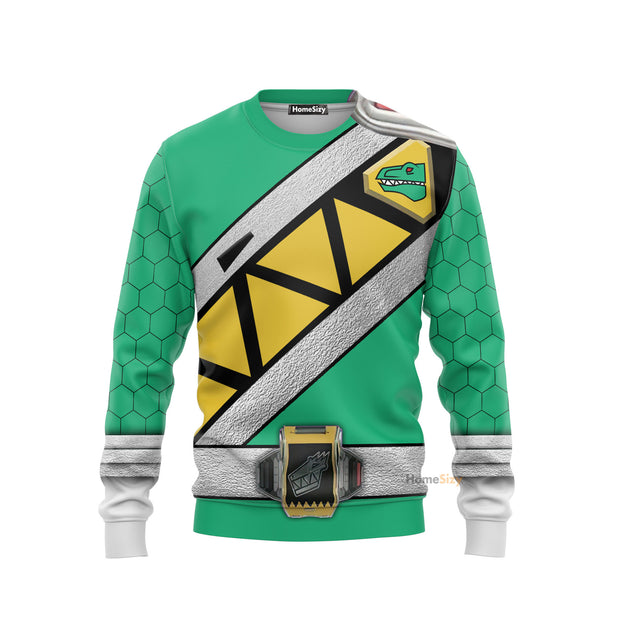3D Green Dino Charge Power Rangers Custom Cosplay Costume Sweatshirt