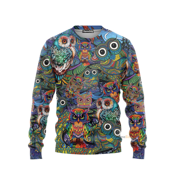 Hippie Owls Peace Life Mix Color Sweatshirt Ugly Sweater QT305140Hc