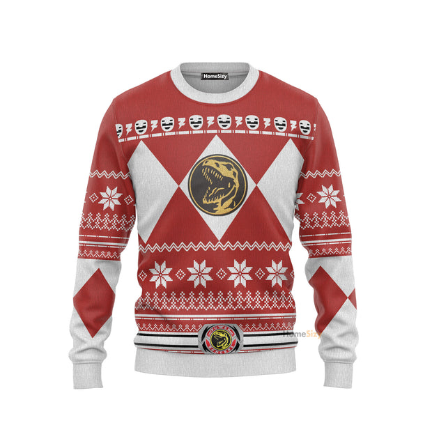 Mighty Morphin Red Power Rangers Ugly Sweater QT210736Hf