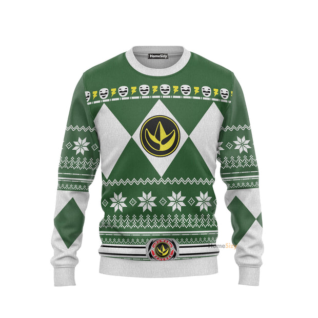 Mighty Morphin Green Power Rangers Ugly Sweater QT210735Hf