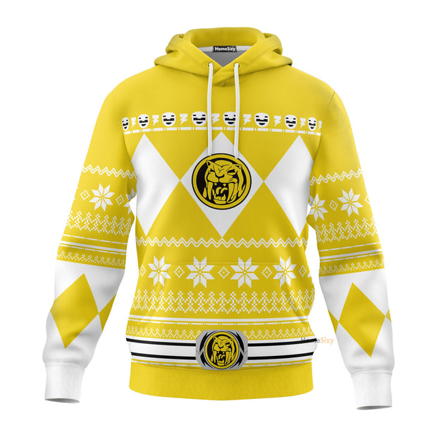 Yellow Mighty Morphin Power Rangers V1 - Cosplay Costume 3D Hoodie QT211318