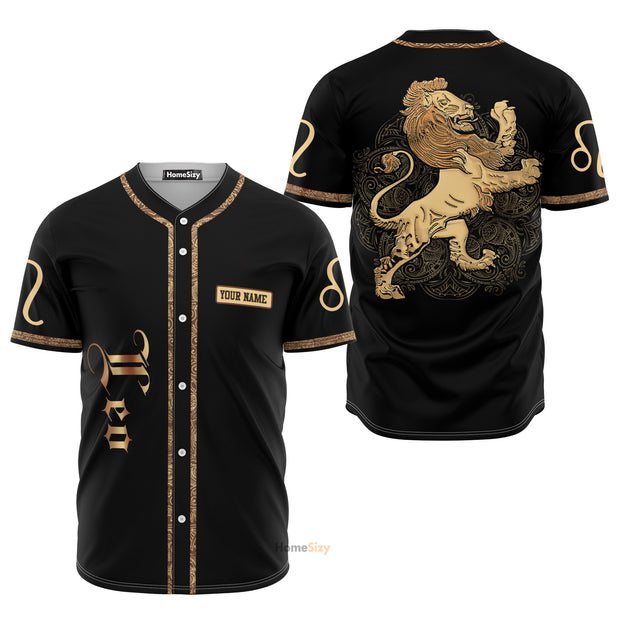 Custom Name Golden Leo Zodiac Z05 - Personalized Baseball Jersey