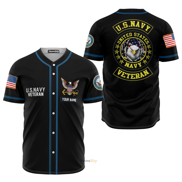 Custom Name US Navy Veteran - Personalized Baseball Jersey