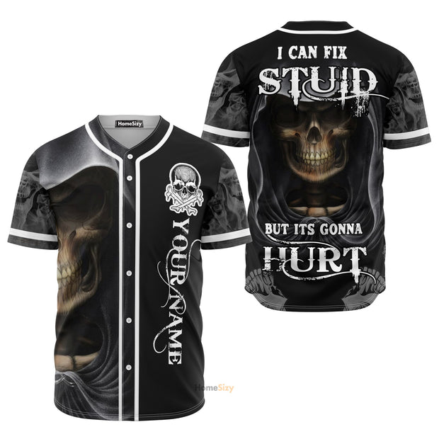 Custom Name Dark Skull - Personalized Baseball Jersey