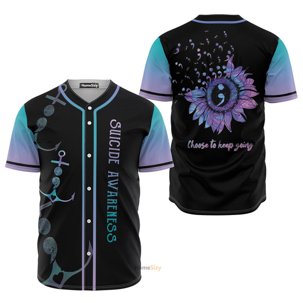 Suicide Awareness Blue Anchor - Baseball Jersey