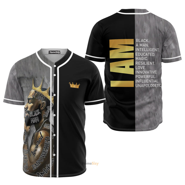Custom Name Black Man Black King - Personalized Baseball Jersey