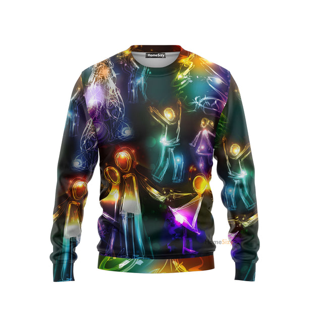Christmas Family Happy Love Tree Neon Light Style Sweatshirt QT212379Hc