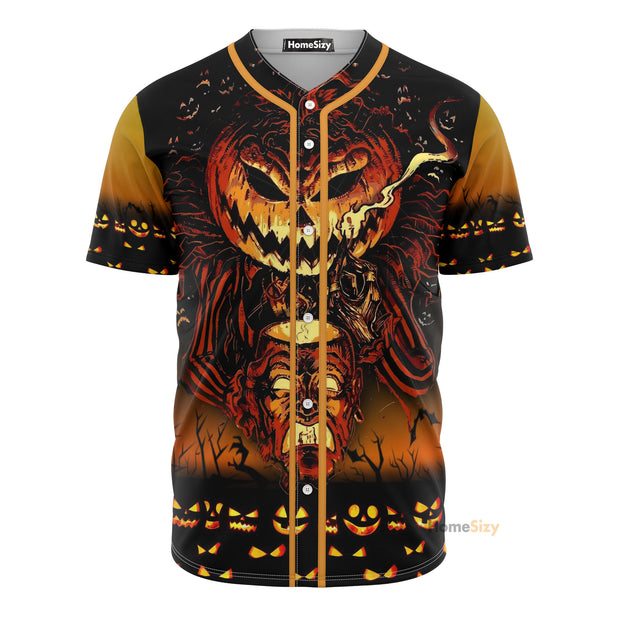 Pumpkin Skull Happy Halloween - Baseball Jersey