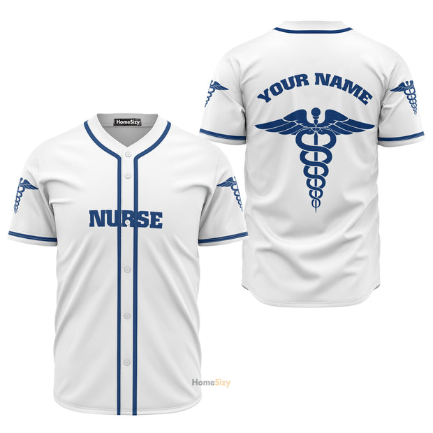 Nurse Blue And White - Baseball Jersey