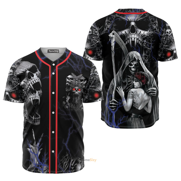 King Couple Skull - Baseball Jersey