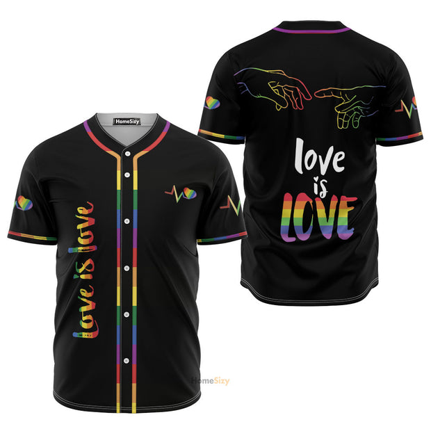 Lgbt Love Is Love Heart Beats Pride - Baseball Jersey