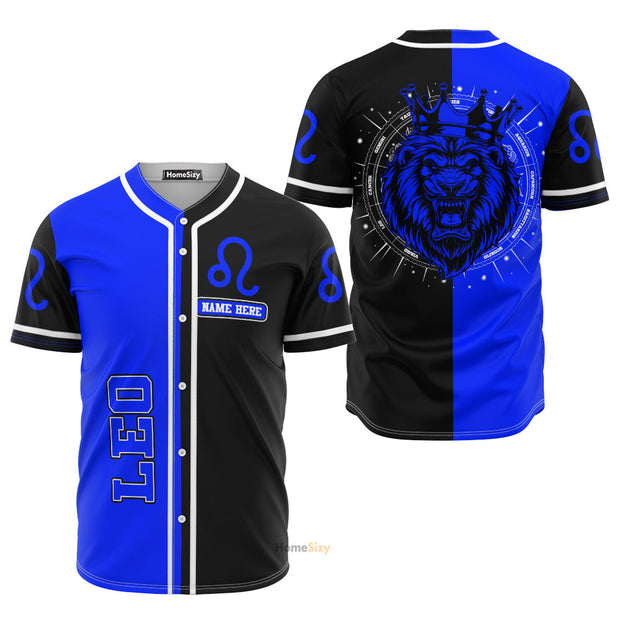 Custom Name Leo Zodiac Black And Blue Z10 - Personalized Baseball Jersey