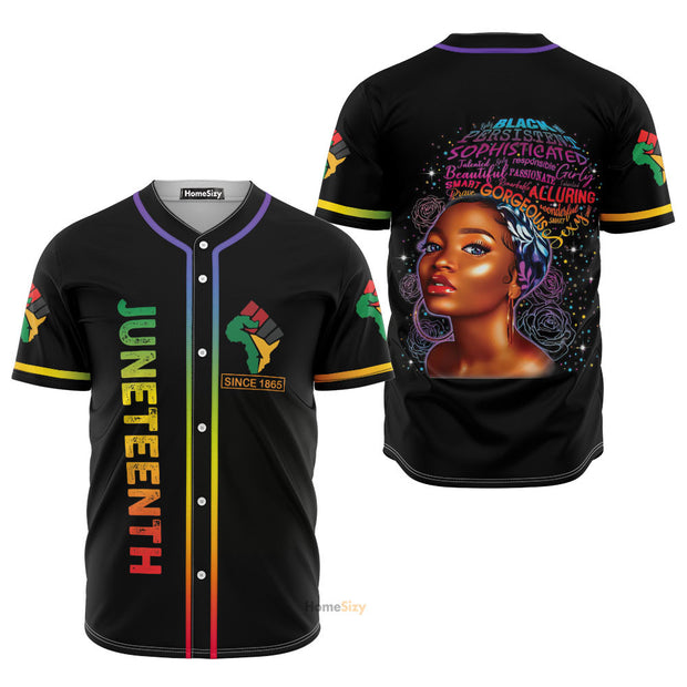 Juneteenth Since 1865 Black Girl Beautiful Smart - Baseball Jersey