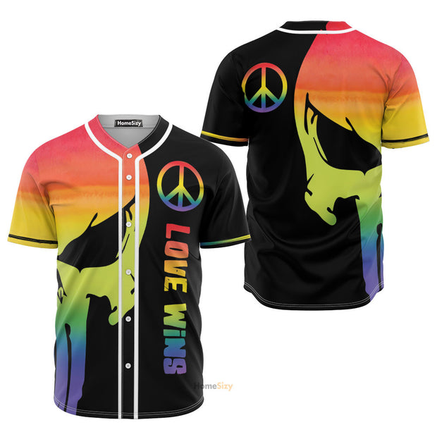 LGBT+ Pride Love Wins Rainbow Skull - Baseball Jersey
