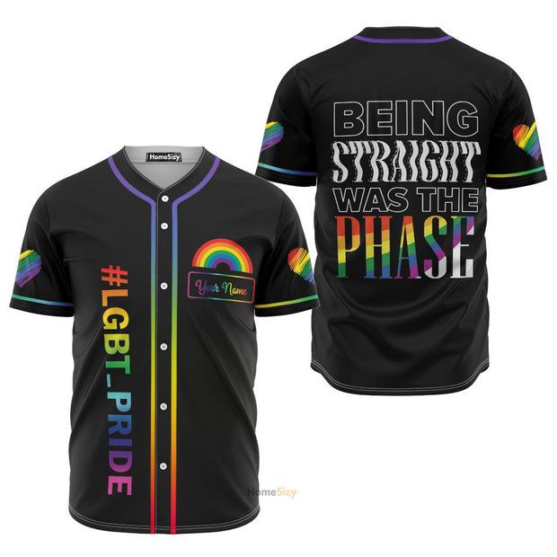 Custom Name LGBT Black Phase Pride - Personalized Baseball Jersey