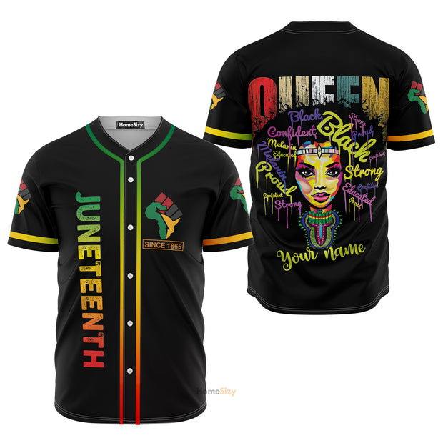 Custom Name Juneteenth Since 1865 Black Queen - Personalized Baseball Jersey