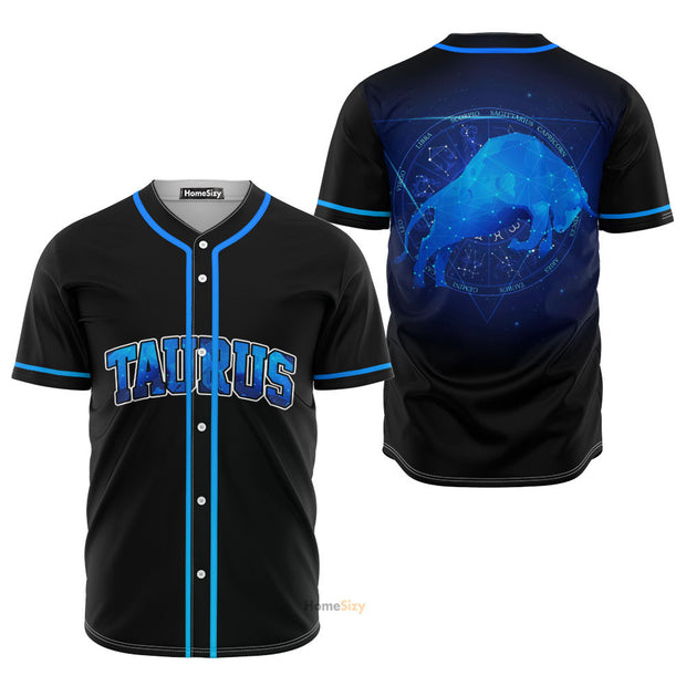 Custom Name Taurus Zodiac Blue Z11 - Personalized Baseball Jersey