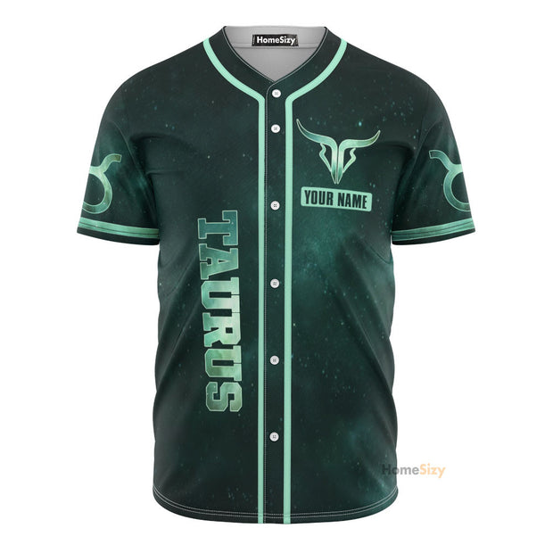 Custom Name Taurus Mysterious Green Zodiac - Personalized Baseball Jersey