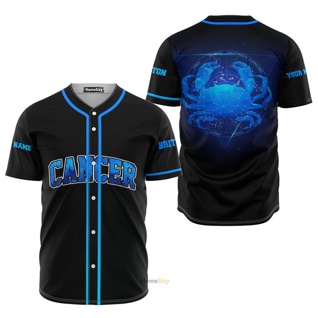 Custom Name Cancer Zodiac Blue Z11 - Personalized Baseball Jersey