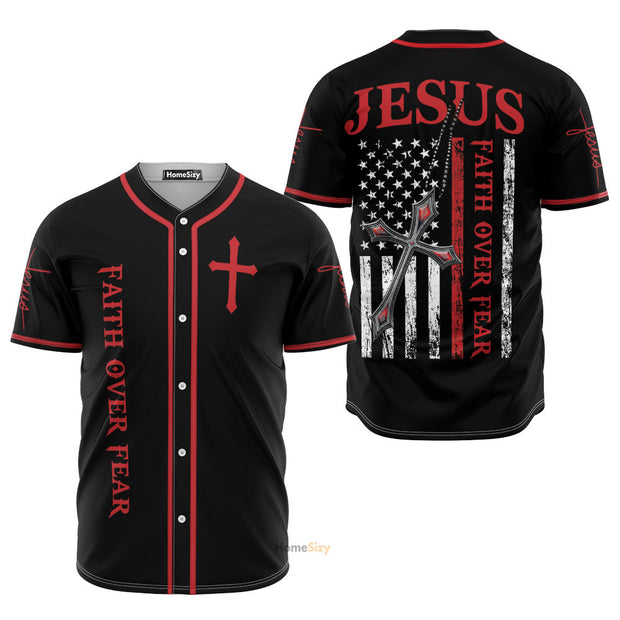 Jesus Faith Over Fear - Baseball Jersey