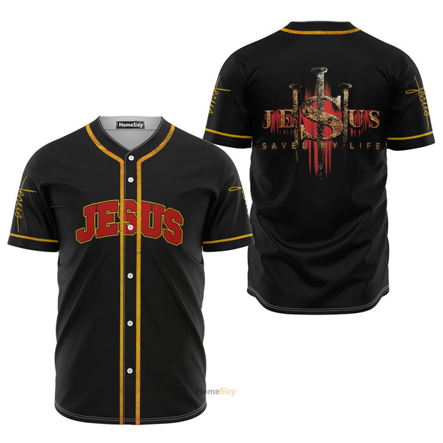 Jesus Saved My Life Cross - Baseball Jersey