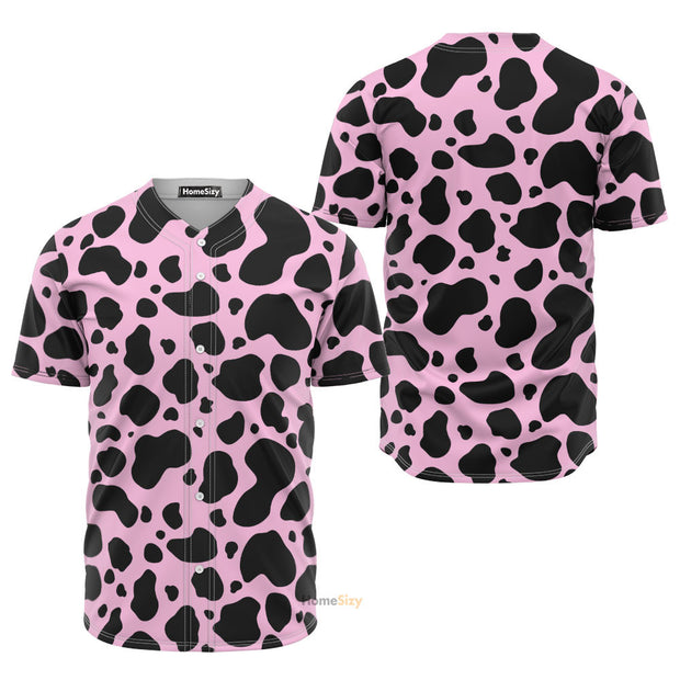 Black And Pink Cow Pattern - Baseball Jersey