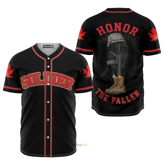 Honor The Fallen Soldier Black Red - Baseball Jersey