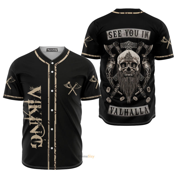 Custom Name See You In Valhalla Vikings - Personalized Baseball Jersey