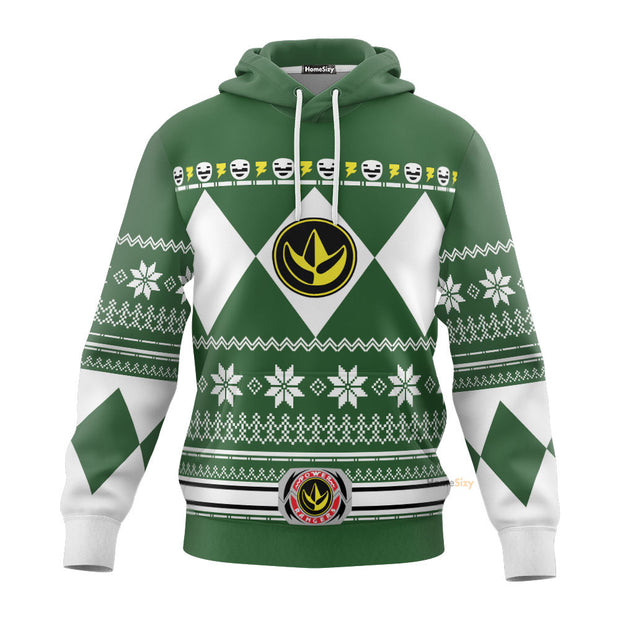 Green Mighty Morphin Power Rangers V1 - Cosplay Costume 3D Hoodie QT306019