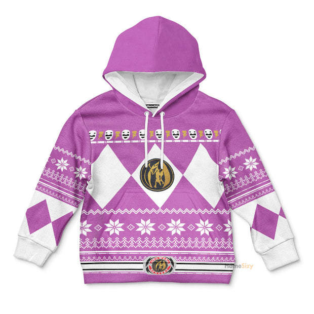 3D Pink MIGHTY MORPHIN Power Ranger Ugly Custom Kid Hoodie QT306021Hc