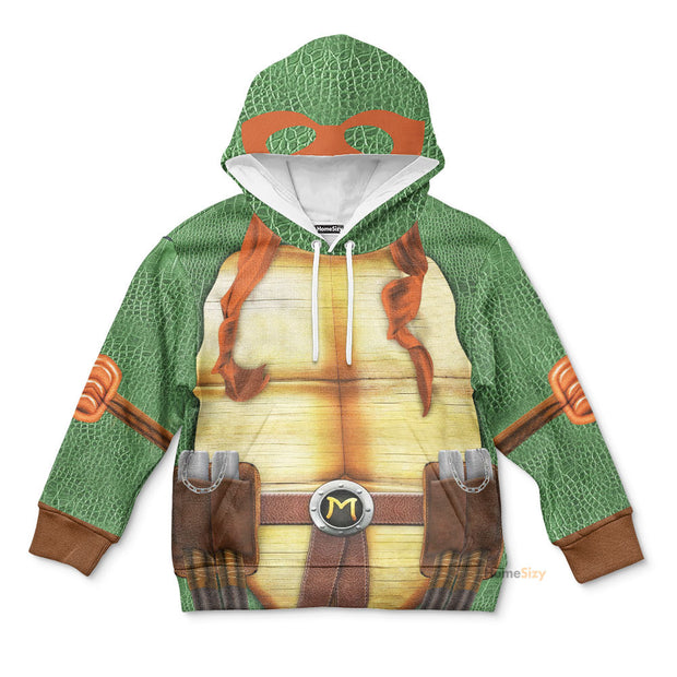 3D Michelangelo TMNT Mike Mikey Custom Cosplay Costume Kid Hoodie QT207155