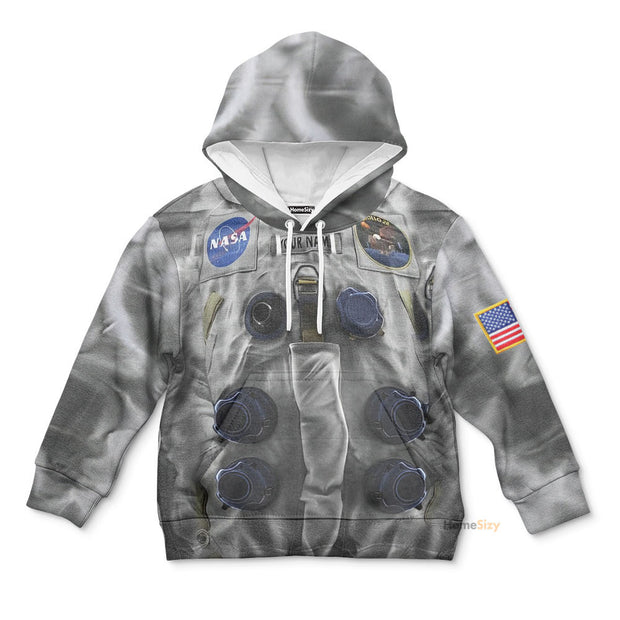 Personalized Custom Name 3D Nasa Apollo 11 Neil Armstrong Spacesuit Kid Hoodie QT306152Hf