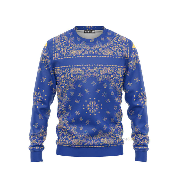 QT204319 3D Royal Blue Bandana Snoop Custom Sweatshirt