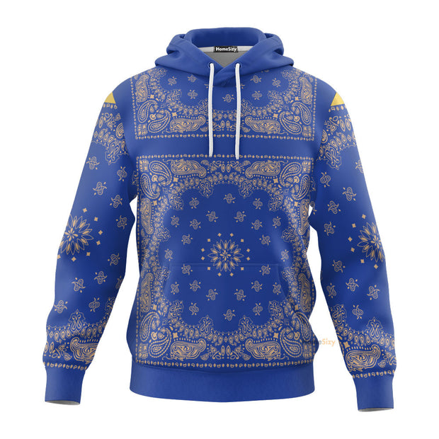 QT204319 3D Royal Blue Bandana Snoop Custom Hoodie