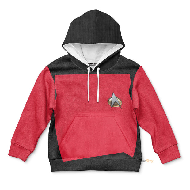 3D SaTr The Next Generation 1987 1994 Red Custom Cosplay Kid Hoodie QT305896Hf