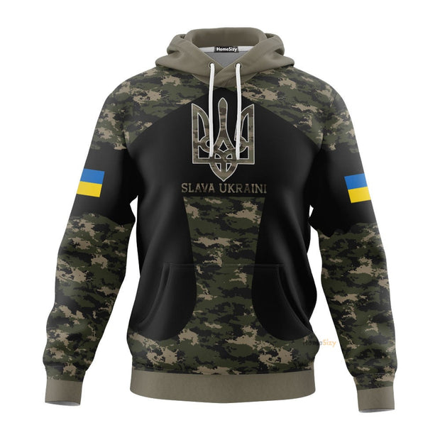 Slava Ukraine Hoodie Mens Ukrainian Flag Trident Ukraine Merchandise QT206181Hf