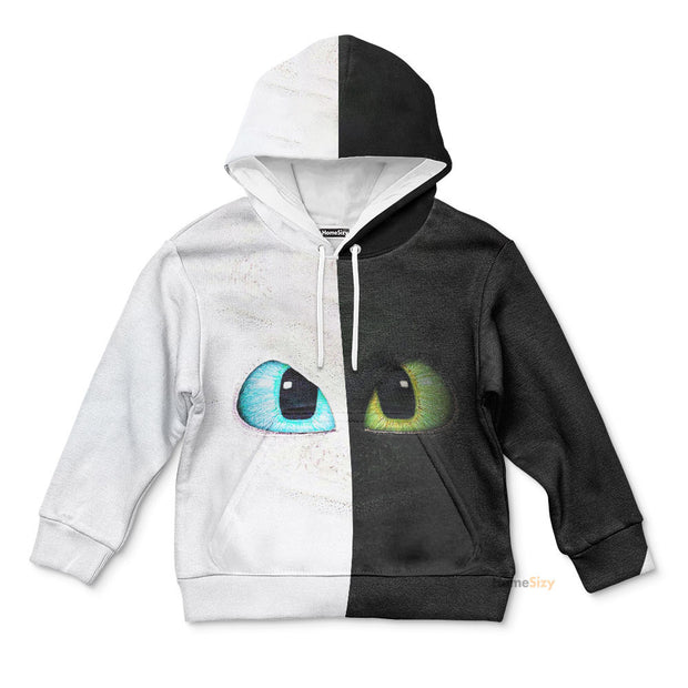 How To Train Your Dragon: Night Fury And Light Fury Custom Kid Hoodie QT305486Hf