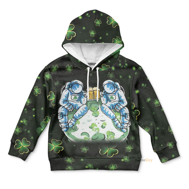QT305274Hf St Patrick Drinking Out Space Custom Kid Hoodie
