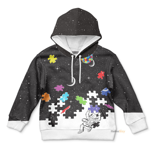 3 Autism Nasa Astronaut Custom Kid Hoodie QT305277Hc