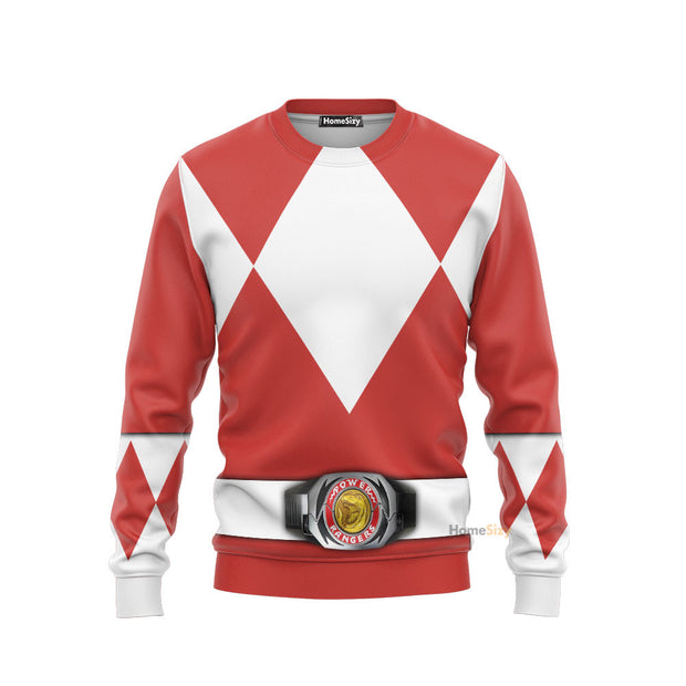 Red MIGHTY MORPHIN Power Ranger Custom Cosplay Costume Sweatshirt QT208513Hc