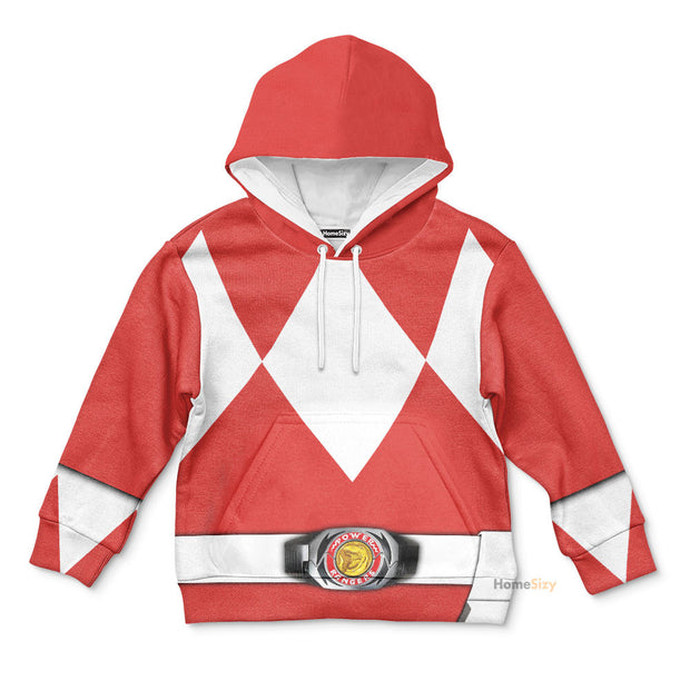 Red MIGHTY MORPHIN Power Ranger Custom Cosplay Costume Kid Hoodie QT208513Hc