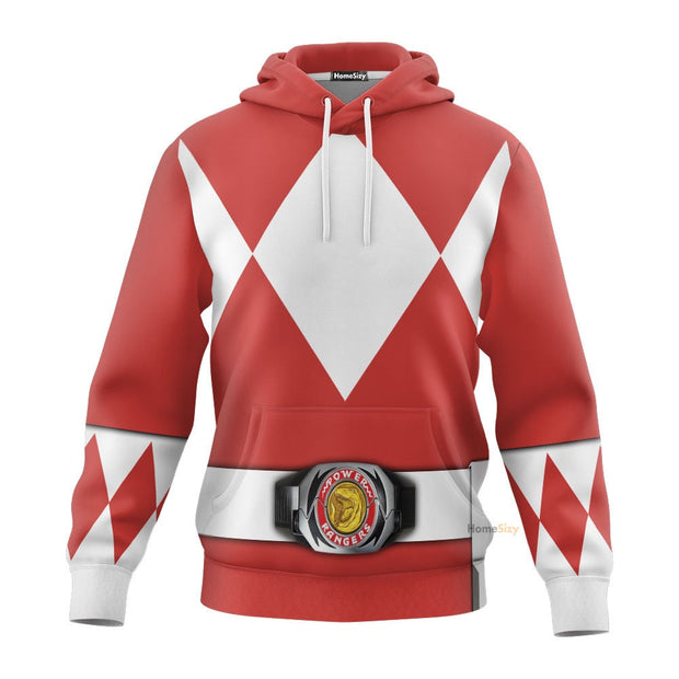 Red Mighty Morphin Power Rangers V2 - Cosplay Costume 3D Hoodie QT208513