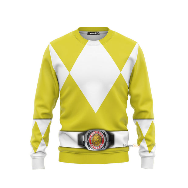 Yellow MIGHTY MORPHIN Power Ranger Custom Cosplay Costume Sweatshirt QT212275Hf