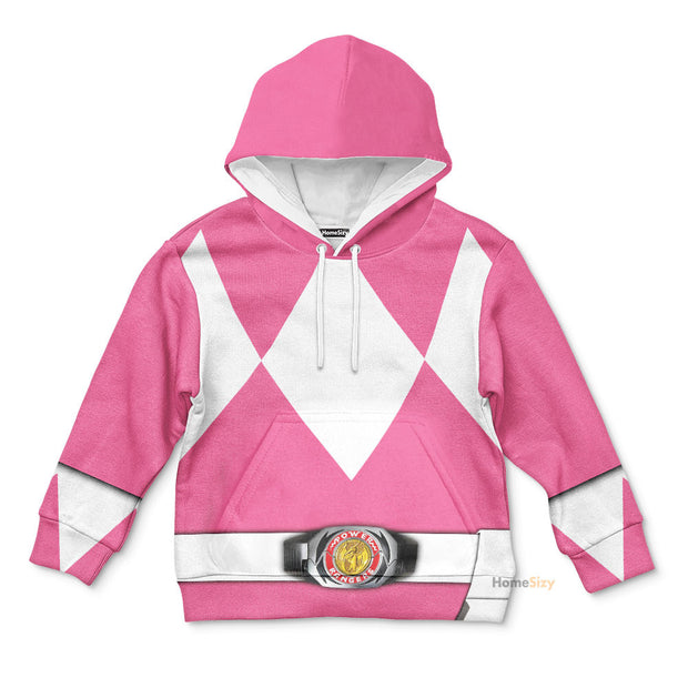 Pink MIGHTY MORPHIN Power Ranger Custom Cosplay Costume Kid Hoodie QT207452Hf
