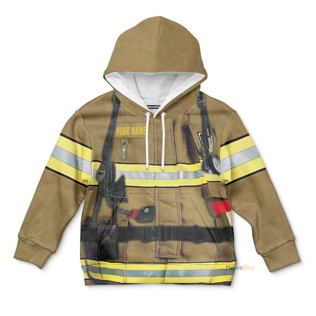 Personalized Custom Name Cosplay Firefighter Custom Kid Hoodie QT210423Hg
