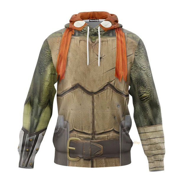 3D Michelangelo TMNT Mike Mikey Orange Custom Cosplay Costume Hoodie QT210047Hf