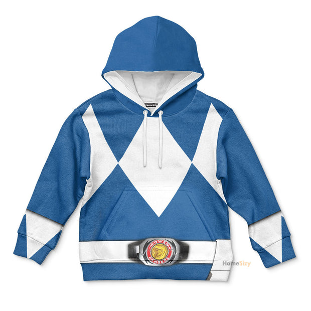 Cosplay Blue MIGHTY MORPHIN Power Ranger Custom Kid Hoodie QT205220Zc