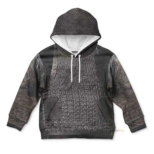 QT208045Hf 3D Vikings Ragnar Lodbrok Custom Cosplay Costume Kid Hoodie